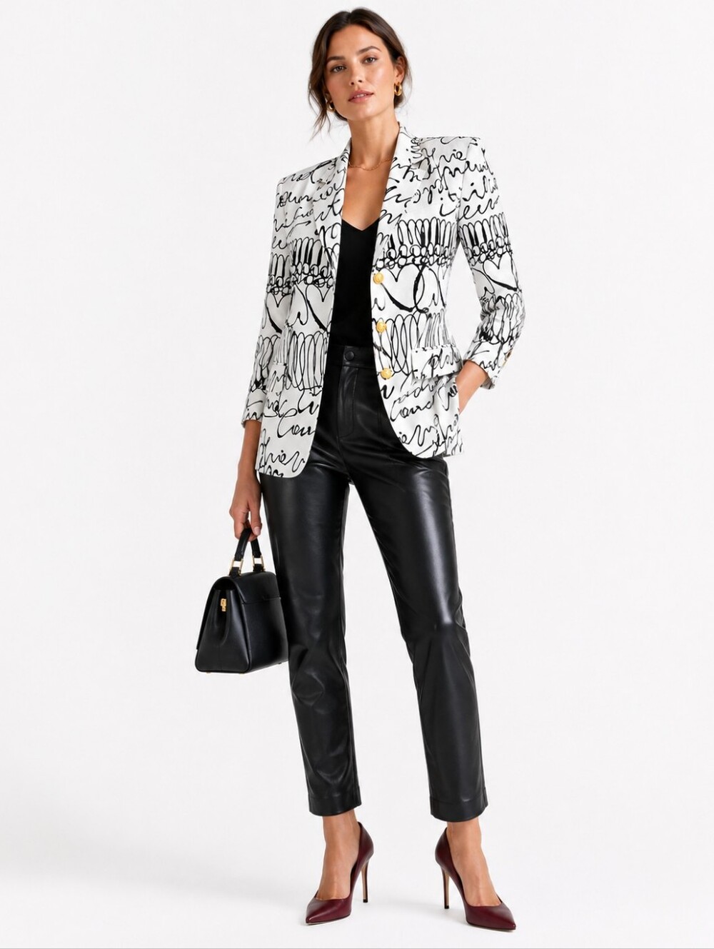 Vintage Bloomingdale's Silk Grafitti Wearable Art Blazer Gold Buttons Size 10